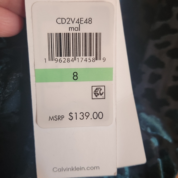 Calvin Klein Green Velvet Leopard Print Dress Size 8 - Picture 10 of 12